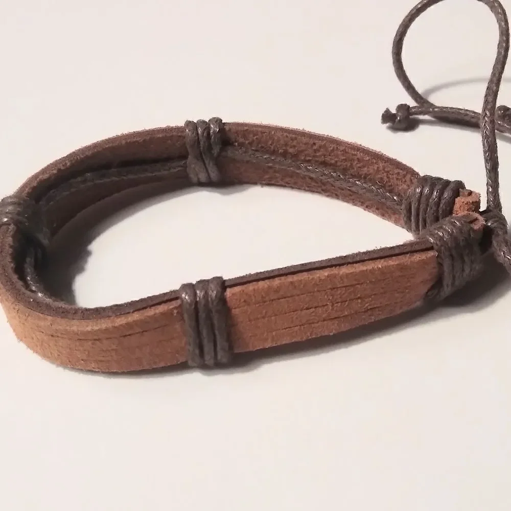 Men's leather bracelet brown New d4‎
